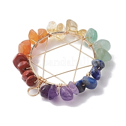 Chakra Gemstone Chips Copper Wire Wrapped Pendants&nbsp;PALLOY-JF02554-01