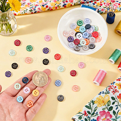 690Pcs 23 Colors 4-Hole Resin Flat Round Buttons&nbsp;BUTT-ME0001-54