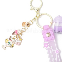 Alloy Enamel Pendants & Milk Tea Resin with Acrylic Cup Pendants Keychains&nbsp;KEYC-JKC01233-01