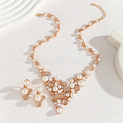 Alloy Imitation Pearl Stud Earrings & Necklaces Sets&nbsp;WG10D8D-01