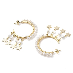 Star Shell Pearl Dangle Stud Earrings&nbsp;EJEW-JE06186-01