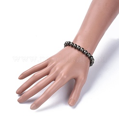 Natural Pyrite Round Beads Stretch Bracelets&nbsp;BJEW-JB04176-02