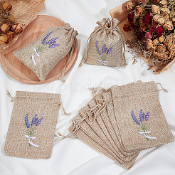 Lavender Printed Linen Sachet Storage Drawstring Bags&nbsp;ABAG-WH0045-62C