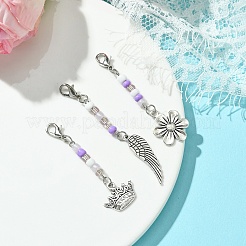 Flower/Crown/Wing Alloy & Glass Pendant Decorations&nbsp;HJEW-YW00005