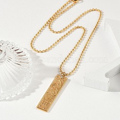 304 Stainless Steel Clear Cubic Zirconia Rectangle Constellation Pendant Necklaces for Women Men&nbsp;NJEW-S435-01G-K