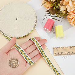 20 Yards Ethnic Style Embroidery Polyester Leaf Ribbons&nbsp;OCOR-WH0070-109C