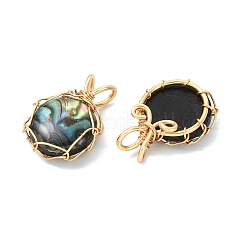 Natural Paua Shell Copper Wire Wrapped Pendants&nbsp;PALLOY-JF05610