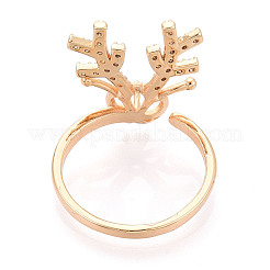 Antler Brass Micro Pave Clear Cubic Zirconia Cuff Ring Settings&nbsp;KK-T076-26G
