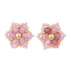 Natural Malaysia Jade Stud Earrings&nbsp;EJEW-MZ00742-01