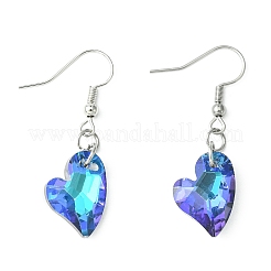 Heart Faceted Glass Dangle Earrings&nbsp;EJEW-JE05325