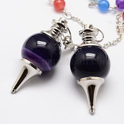 Dyed Natural Agate Beaded Pendulum Charm Bracelets&nbsp;BJEW-F193-M
