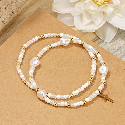 2Pcs Bohemian Style Imitation Pearl Beads Stretch Braided Bracelets for Women&nbsp;KR5693-3