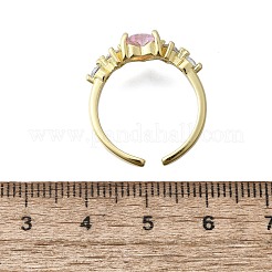 Brass Micro Pave Cubic Zirconia Open Cuff Rings for Women&nbsp;RJEW-F179-03G