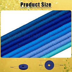 10 Strands 5 Colors Flat Round Handmade Polymer Clay Beads&nbsp;CLAY-SZ0002-02D