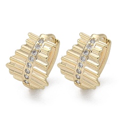 Brass Clear Cubic Zirconia Hoop Earrings&nbsp;EJEW-Q014-17G