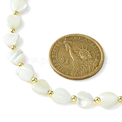 Natural Shell Heart & Alloy Beaded Necklaces for Women&nbsp;NJEW-TA00129