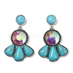 Alloy Synthetic Turquoise Dangle Stud Earrings&nbsp;LS-EJEW-U053-04A-AS