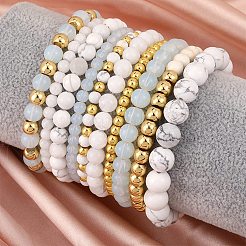 10Pcs 10 Styles Round Natural Dyed Malaysia Jade & White Jade&nbsp;BJEW-SW001578