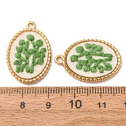 304 Stainless Steel & Cloth Embroidered Pendants&nbsp;FB-CBAFBAF-09G-01