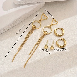 Stainless Steel Ring Tassel Earrings Sets&nbsp;LS-OV1980-3