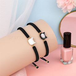 12Pcs 2 Colors Imitation Pearl Braided Beads Bracelets for Men Women&nbsp;BJEW-GO0002-04