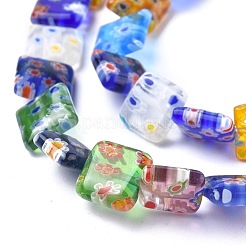 Square Handmade Millefiori Glass Beads Strands&nbsp;LK-R004-14