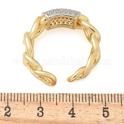Brass Micro Pave Clear Cubic Zirconia Cuff Finger Rings for Women&nbsp;RJEW-B112-16GP