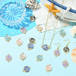 24Pcs 6 Colors Ocean Alloy Enamel Connector Charms&nbsp;FIND-YW0011-51