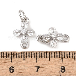 Brass Pave Clear Cubic Zirconia Cross Links Connector Charms&nbsp;KK-G544-16P