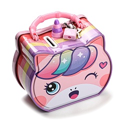Unicorn Head Iron Money Banks for Kids&nbsp;LS-AJEW-G053-01A