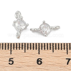 Brass Clear Cubic Zirconia Connector Charms&nbsp;LS-KK-Z094-10P