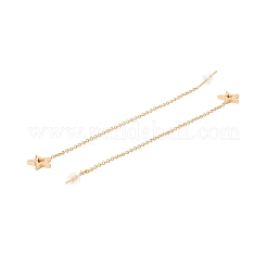 Long Chain with Star Dangle Stud Earrings&nbsp;EJEW-A067-12G