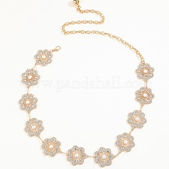 Alloy Crystal Rhinestone with Imitation Pearl Flower Link Chain Belly Belts for Women&nbsp;FS-WGCF5A6-01