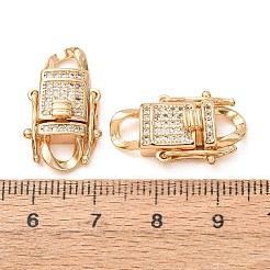 Brass Micro Pave Cubic Zirconia Twister Clasps&nbsp;CU-K002-20G