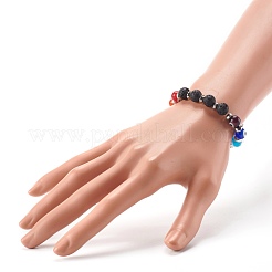 Handmade Evil Eye Lampwork Beaded Stretch Bracelets&nbsp;BJEW-JB06467