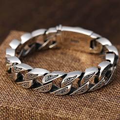 Tibetan Style Alloy Cuban Link Chain Bracelet with Skull Clasp&nbsp;WG81864-01