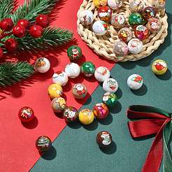 50Pcs Christmas Theme Printed Opaque Acrylic Beads&nbsp;OACR-CJ0002-20