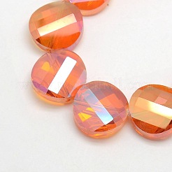 Electroplate Crystal Glass Flat Round Beads Strands&nbsp;EGLA-F063-M