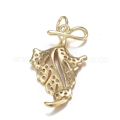 Brass Micro Clear Cubic Zirconia Pendants&nbsp;ZIRC-F120-066G