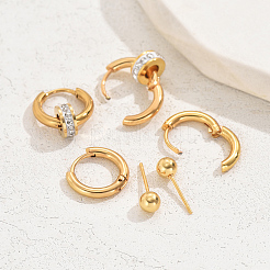 3 Pairs Minimalist Stainless Steel Earrings Sets&nbsp;KR5493