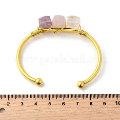 Natural Rose Quartz & Amethyst & Crystal Quartz Beads Cuff Bangles for Women&nbsp;BJEW-Q035-01G-03