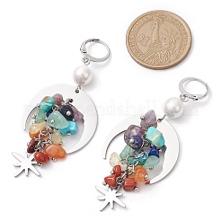 Chakra Chip Natural & Synthetic Mixed Stone Leverback Earrings&nbsp;EJEW-JE06199