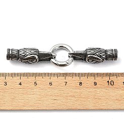 Tibetan Style 304 Stainless Steel Spring Gate Rings&nbsp;FIND-Z046-04AS-03