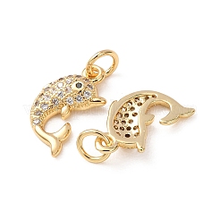 Brass Micro Pave Black Cubic Zirconia Charms&nbsp;CU-H002-02G