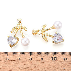Brass Micro Pave Cubic Zirconia Pendants&nbsp;KK-N265-15G