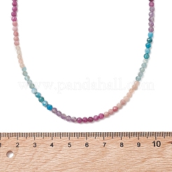 3.5MM Faceted Round Natural Rhodonite & Amethyst & Apatite & Sunstone & Ruby Beaded Necklaces&nbsp;NJEW-JN05973