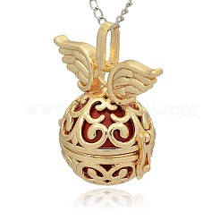 Golden Tone Brass Hollow Round Cage Pendants&nbsp;KK-J233-09G