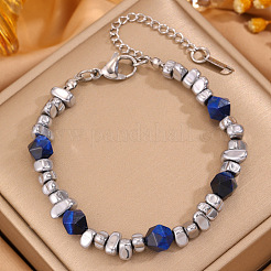 304 Stainless Steel and Acrylic Nuggets Beaded Bracelets for Men&nbsp;WG97E6A-01