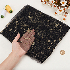 Star Moon Pattern Polyester Lace Mesh Fabric&nbsp;DIY-WH0504-195B