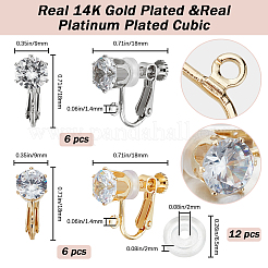 6 Pairs 2 Colors Brass Screw On Clip-on Earring Findings&nbsp;KK-BBC0010-24